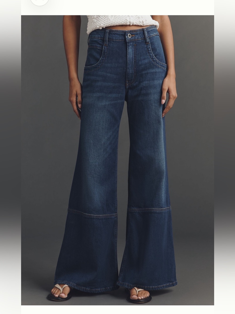 Pilcro Anthropologie Wide-Leg High-Rise Dark Blue Jeans Size 28 Fall Fashion - Picture 2 of 14